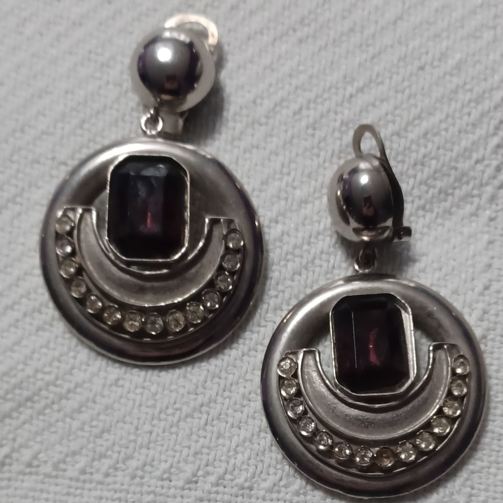 Elegant Silver and Purple Earrings